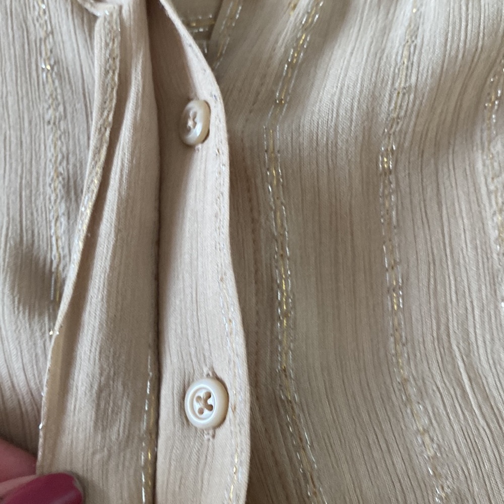 Express Beige Glittery Button Down Slim Small - image 3
